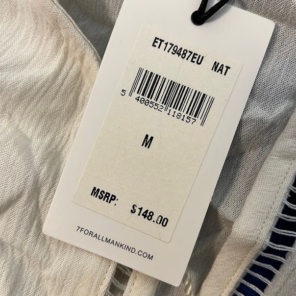 $148 NWT 7 for all mankind Sz M  KATELLA 3/4 SLEEVE V-NECK SLIP-ON BLOUSE - Picture 6 of 7